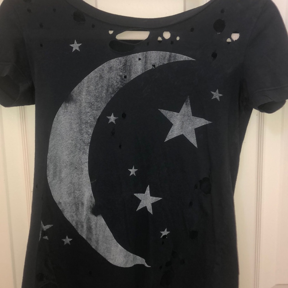 Distressed moon and star t-shirt
